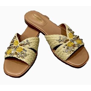 Kate Spade New York Dock Crystal Natural Braided Raffia Slide Sandal Women's 9.5